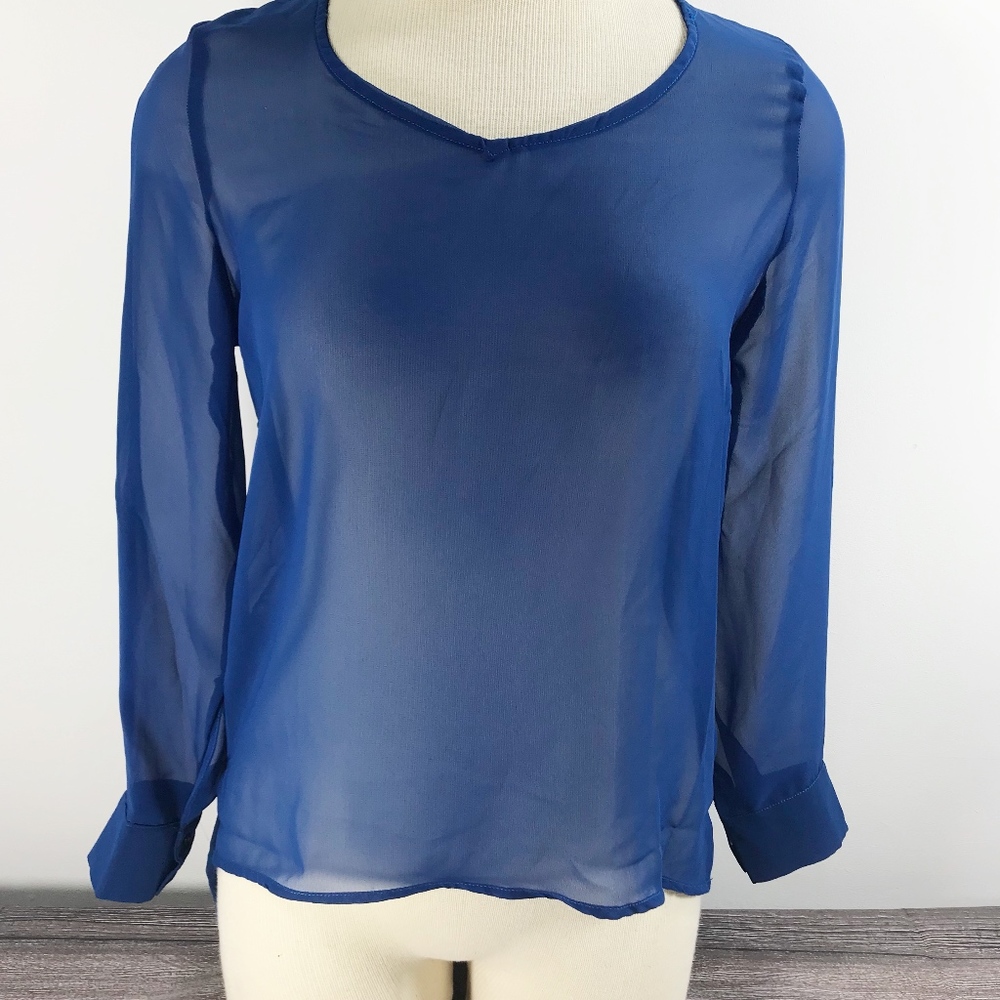 The Limited Deep Blue Sheer Button Cuffed Shirt